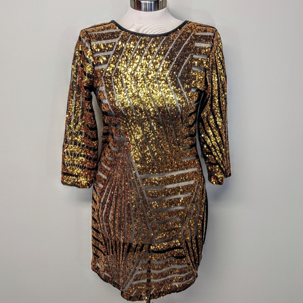 Y2K Sheer Sequin Bodycon Dress Sheer Illusion Glam Holiday